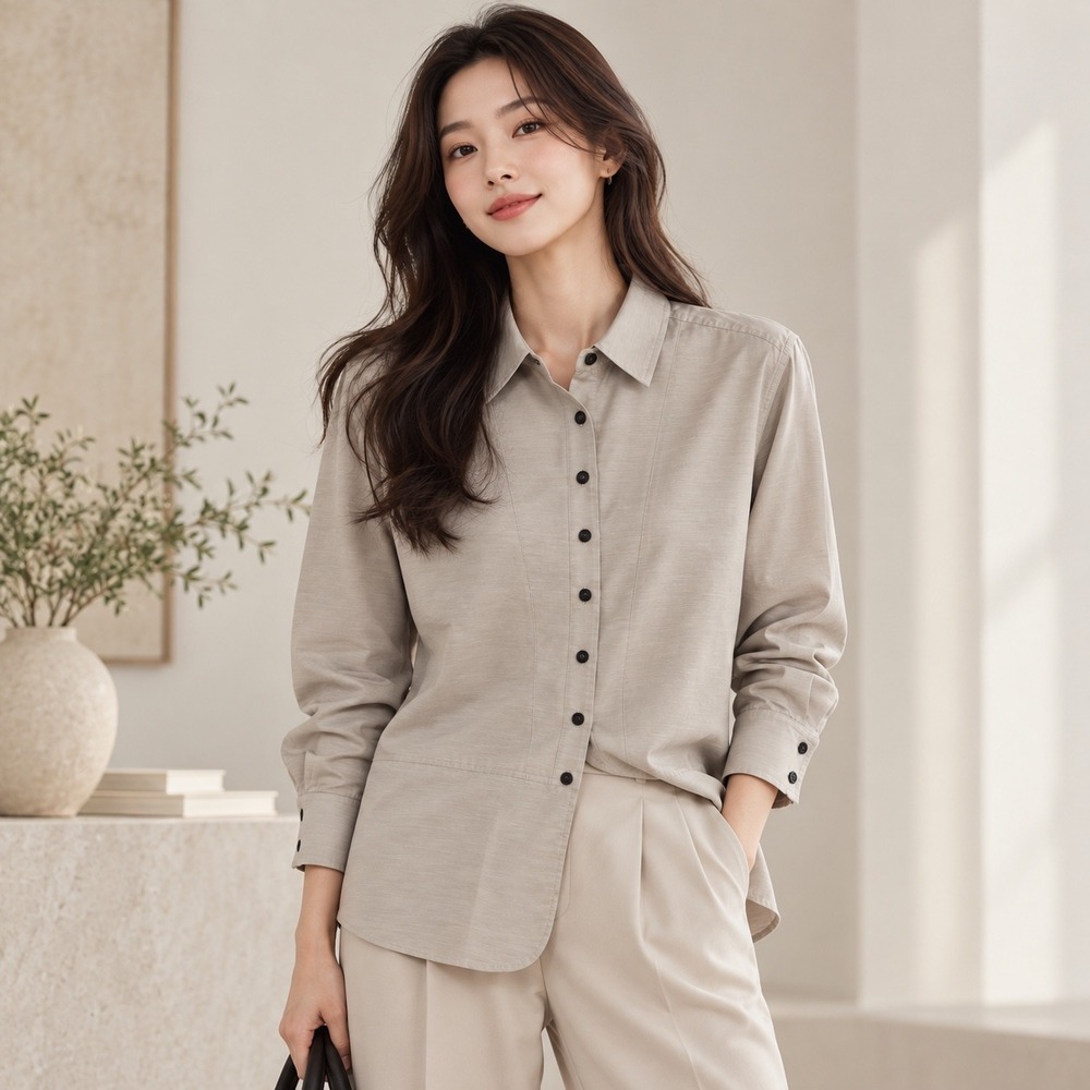 J.Jill Silk Linen Button Down Shirt Womens Size MP Petite Taupe Minimalist Chic